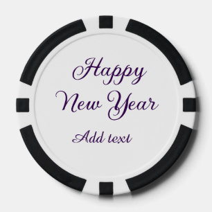 Happy new year purple calligraphy simple minimal  poker chips