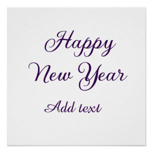 Happy new year purple calligraphy simple minimal poster