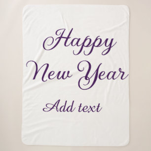Happy new year purple calligraphy simple minimal sherpa blanket
