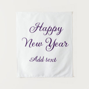 Happy new year purple calligraphy simple minimal tapestry
