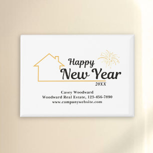 Happy New Year   Real Estate Modern  Personalised  Magnet