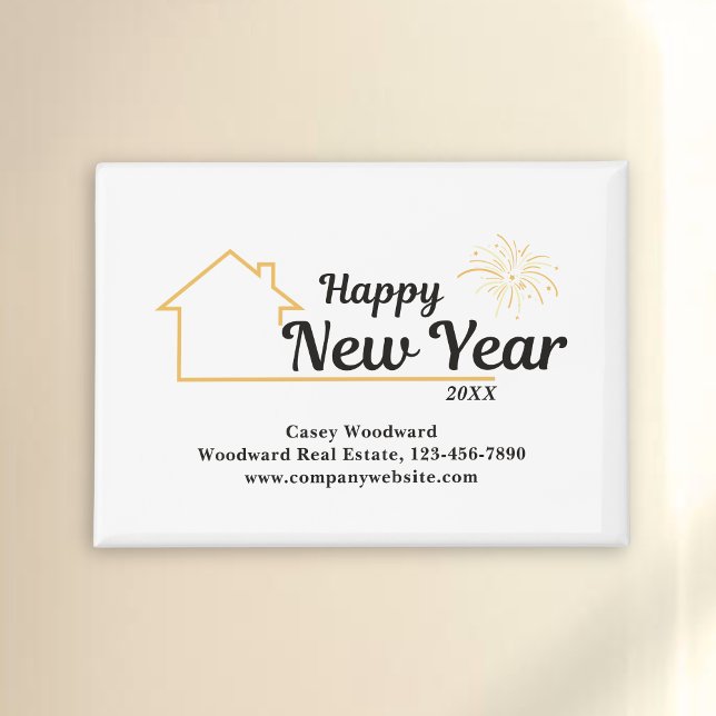 Happy New Year | Real Estate Modern  Personalised  Magnet (Creator Uploaded)