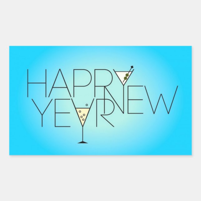 Happy New Year Rectangle Stickers (Front)