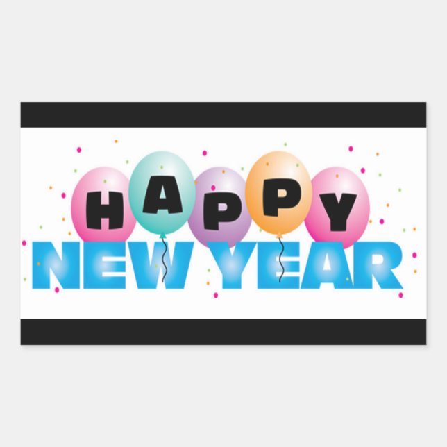 Happy New Year Rectangle Stickers (Front)
