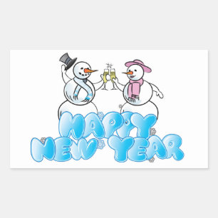 Happy New Year Rectangle Stickers/Snowmen Rectangular Sticker