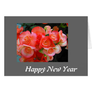 Happy New Year red begonia flowers