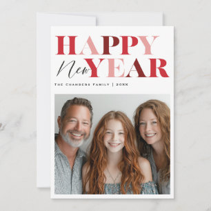 Happy New Year Red Design Holiday Card
