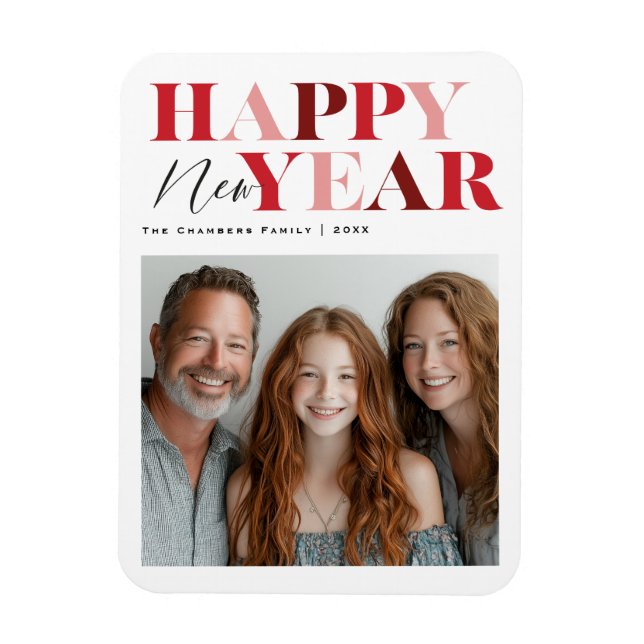 Happy New Year Red Design Magnet (Vertical)