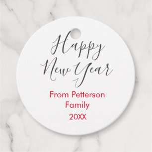 Happy new year red gra add family name year simple favour tags