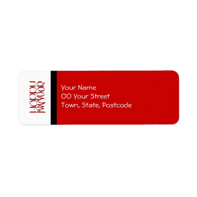 Happy New Year red Return Address Label (Front)