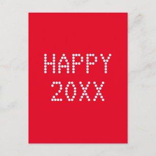 Happy New Year red white custom Christmas Holiday Postcard