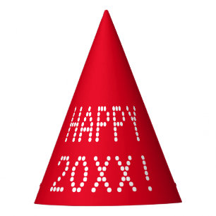 Happy New Year red white custom number modern Party Hat