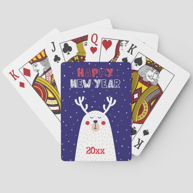 Happy New Year/Reindeer Design/Playing Cards (Back)