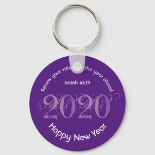 Happy New Year RENEW VISION 2020 Stylish PURPLE Key Ring