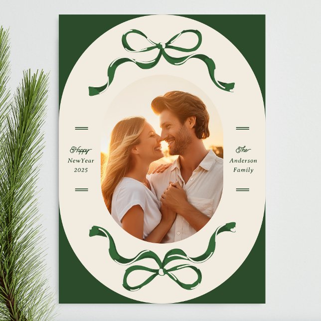 Happy New Year RIBBONS 2025 Photo Holiday Card (Creator Uploaded)