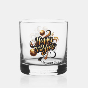 Happy New Year rock glass add year name Rock glass