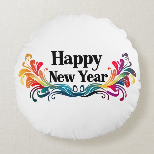 Happy New Year Round Cushion (Front)