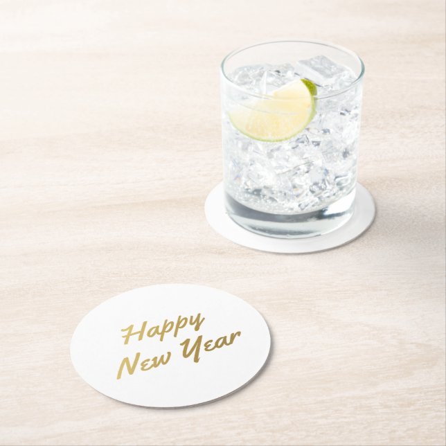 Happy new year - round paper coaster (Insitu)