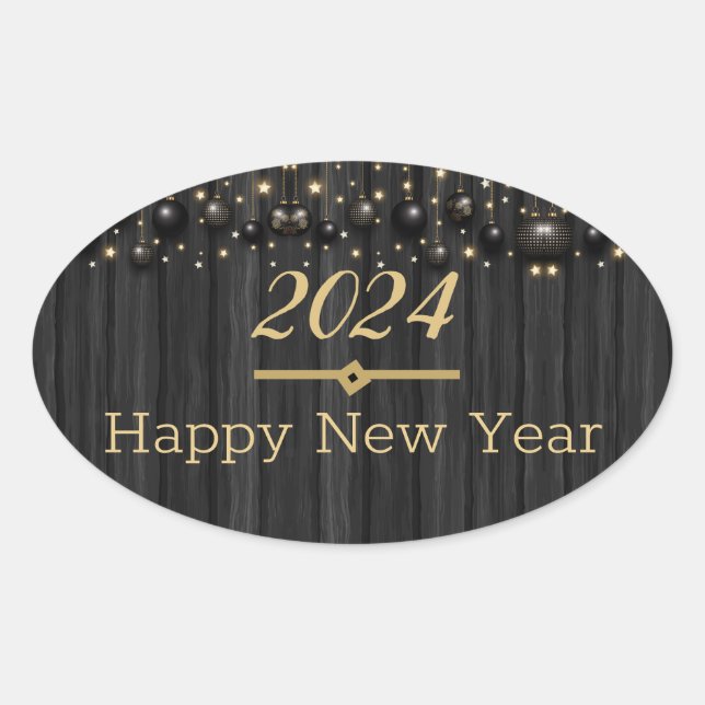happy new year round Sticker  (Front)