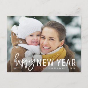 HAPPY NEW YEAR   rustic script photo greeting card
