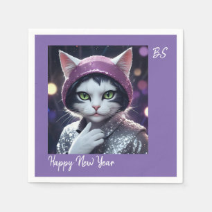 Happy New Year’s party - Cat in Disguise  Napkin