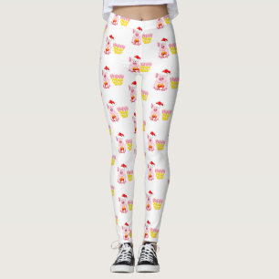 happy new year santa claus christmas pig leggings