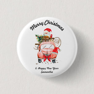 Happy new year Santa gifts merry Christmas 3 Cm Round Badge