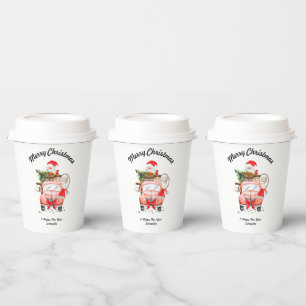 Happy new year Santa truck gift merry Christmas Paper Cups