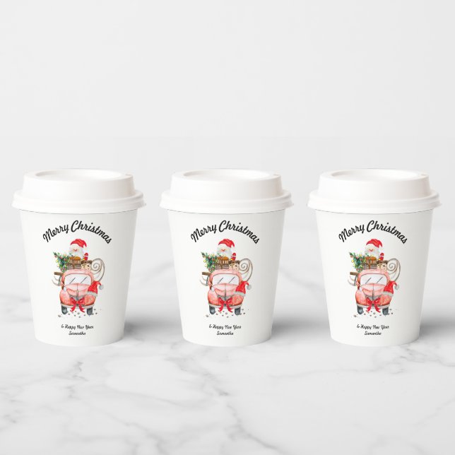 Happy new year Santa truck gift merry Christmas Paper Cups (Multi)
