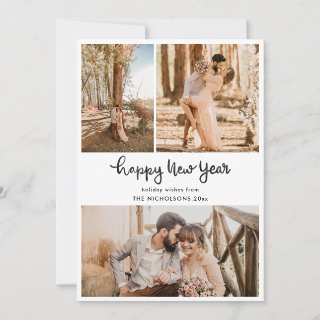 Happy New Year Script | Couple Photo  Holiday Card (Front)