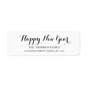 HAPPY NEW YEAR Script Modern Custom Address Return Address Label
