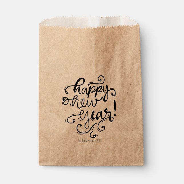 Happy New Year Script Party Favour Bags (Front)