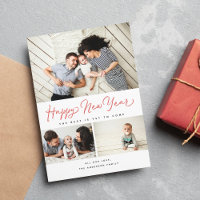 Happy New Year Script Red 3 Collage Multi-Photo