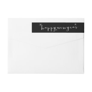 Happy New Year Script Starburst Holiday Labels