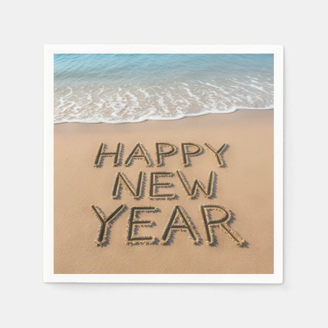 Happy New Year Seashore Napkin (Front)