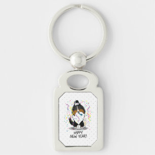Happy New Year Shetland Sheepdog (tri colour) Cute Key Ring