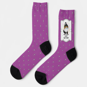 Happy New Year Shetland Sheepdog (tri colour) Cute Socks