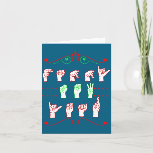 Happy New Year Sign Language Illustration Card (Front)