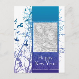 happy new year (sihouscreen) holiday postcard