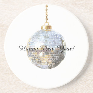 Happy New Year Silver Ball Coaster