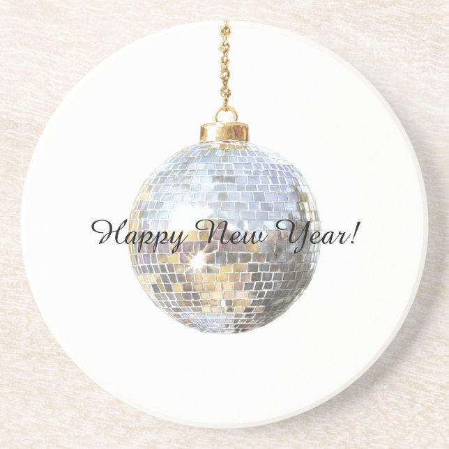 Happy New Year Silver Ball Coaster (Front)
