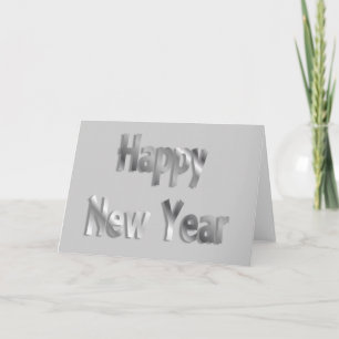 happy new year silver holiday card