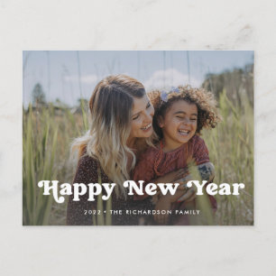 Happy New Year   Simple Boho Photo Overlay Holiday Postcard