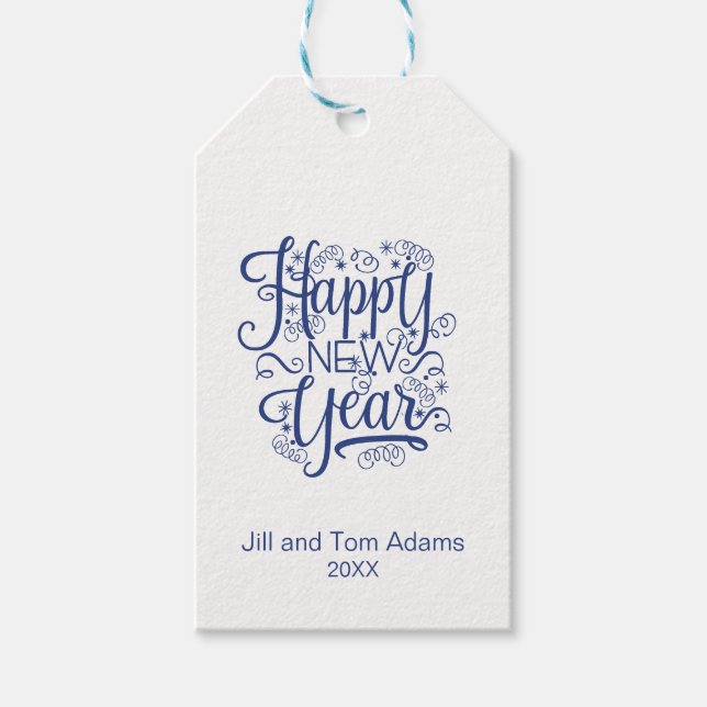 Happy New Year | Simple Navy Gift Tag (Front)