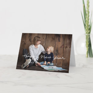 Happy New Year simple white font Holiday Card