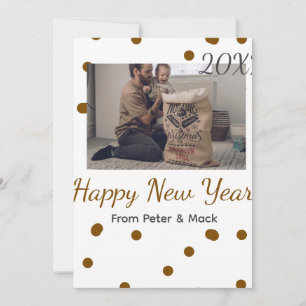 Happy new year Single father add photo name brown Holiday Card