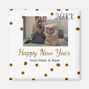Happy new year Single father add photo name brown Magnet
