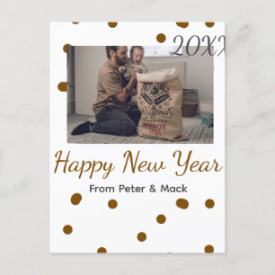 Happy new year Single father add photo name brown Postcard