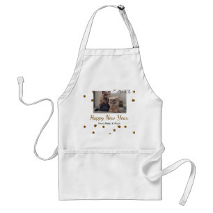 Happy new year Single father add photo name brown Standard Apron