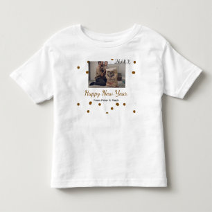 Happy new year Single father add photo name brown Toddler T-Shirt